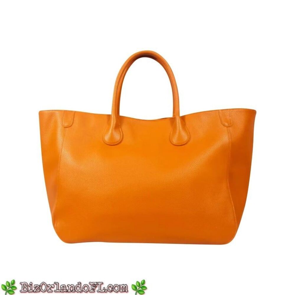 "The Madison" Faux Leather Tote Bag Orange By Daily Candy ** NEW WITH TAGS **